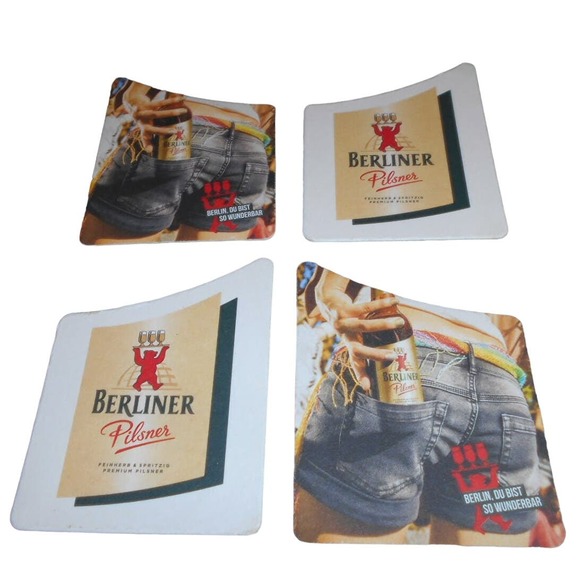 Berliner Pilsner Feinherb & Spritzig Lot of 4 Bar Beer Coasters - Picture 1 of 5